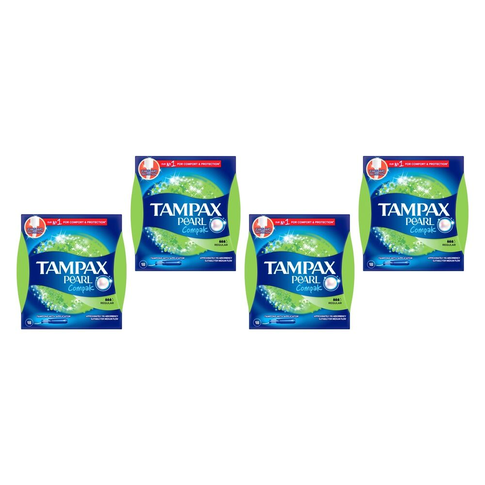 Tampax Pearl Compak Regular 18 Pack Bundle of 4