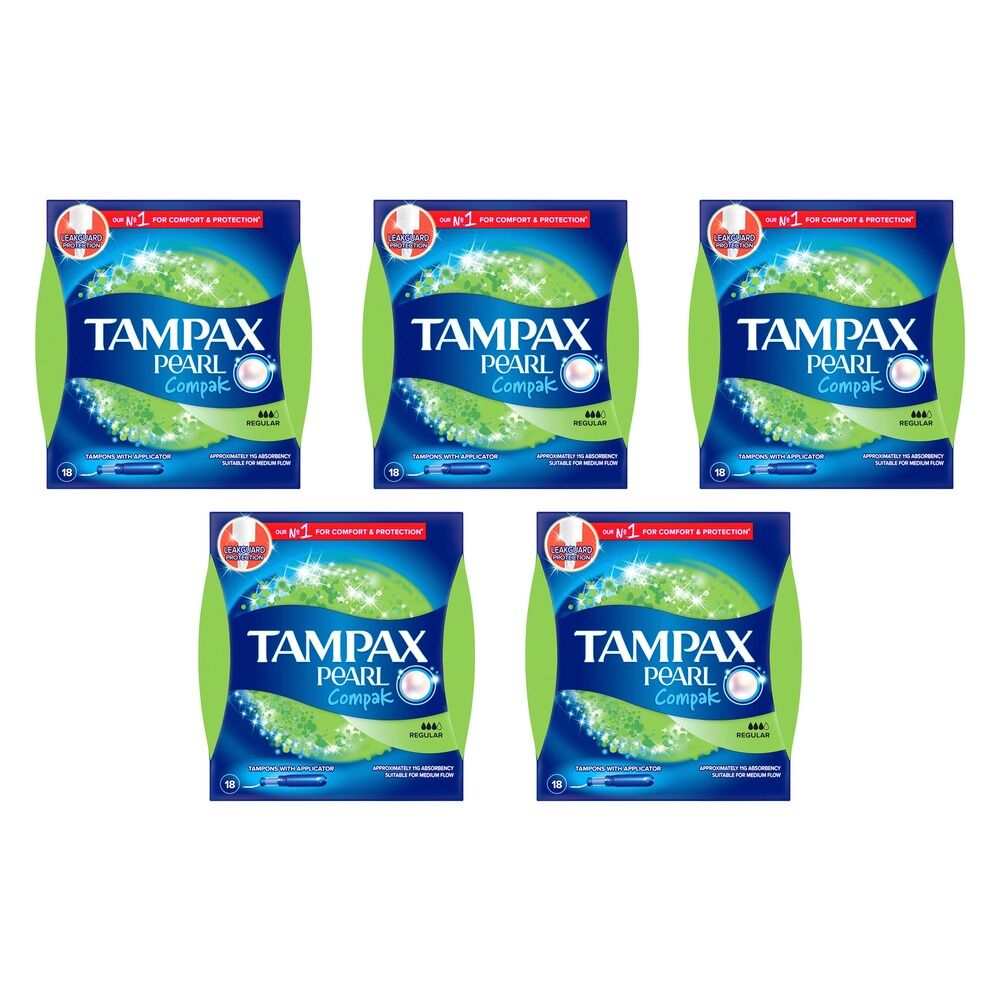 Tampax Pearl Compak Regular 18 Pack Bundle of 5