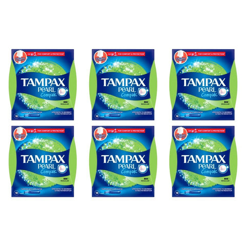 Tampax Pearl Compak Regular 18 Pack Bundle of 6