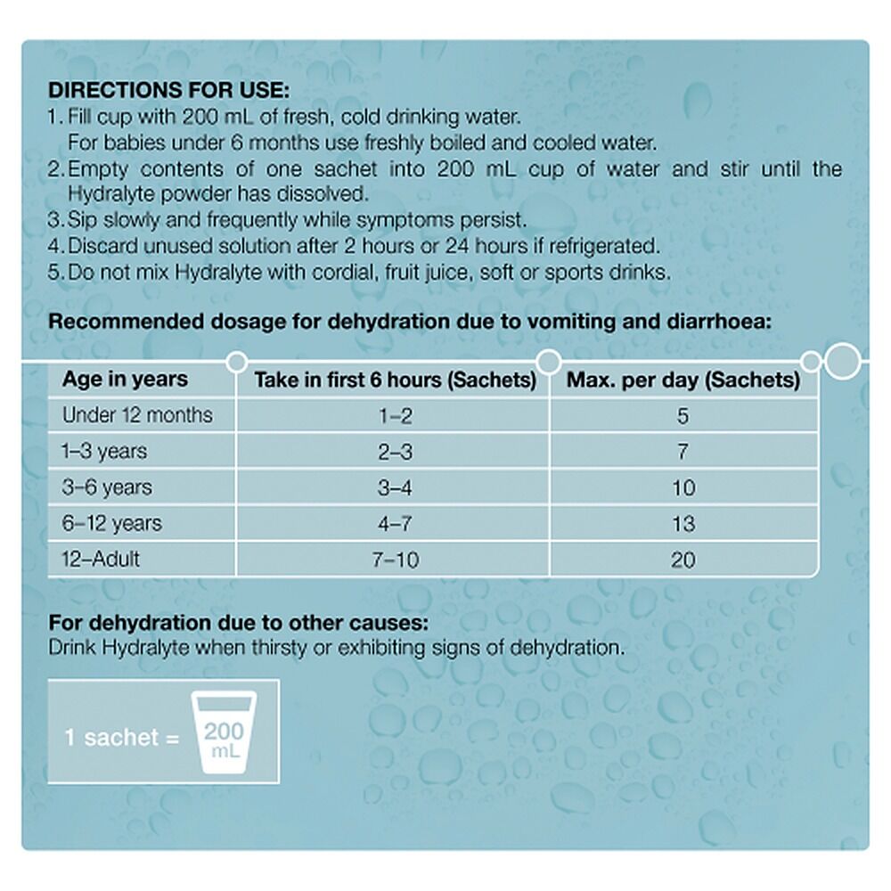 Hydralyte Colour Free Lemonade Flavoured Electrolyte Powder 10 Pack