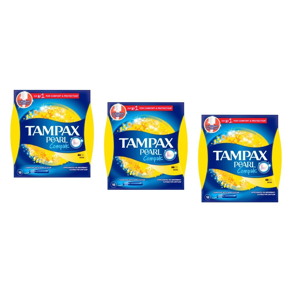 Tampax Pearl Compak Mini 18 Pack Bundle of 3