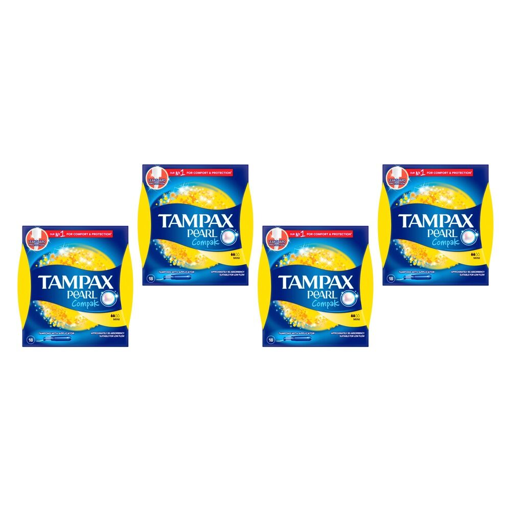 Tampax Pearl Compak Mini 18 Pack Bundle of 4