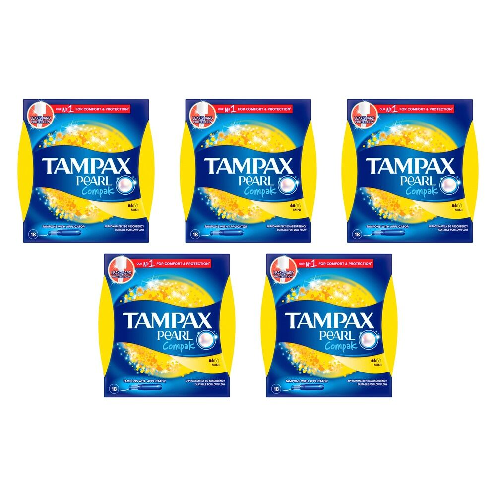 Tampax Pearl Compak Mini 18 Pack Bundle of 5
