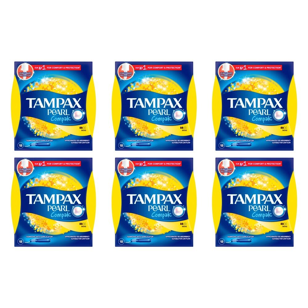 Tampax Pearl Compak Mini 18 Pack Bundle of 6
