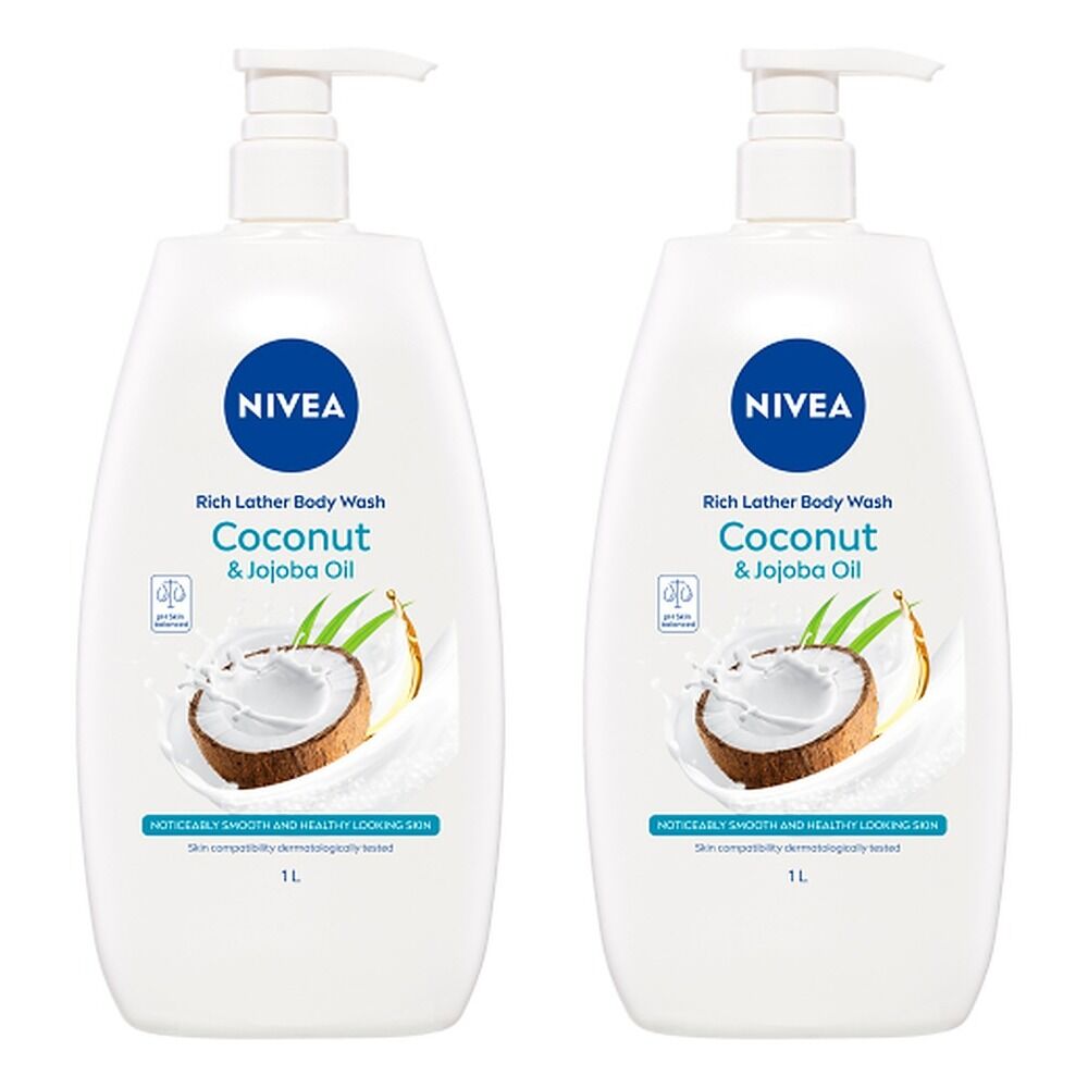 NIVEA Rich Lather Coconut & Jojoba Oil Body Wash 1L Pack of 2