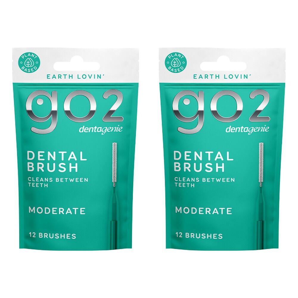 Dentagenie Interdental Brush Teal Moderate 12 Pack Bundle of 2