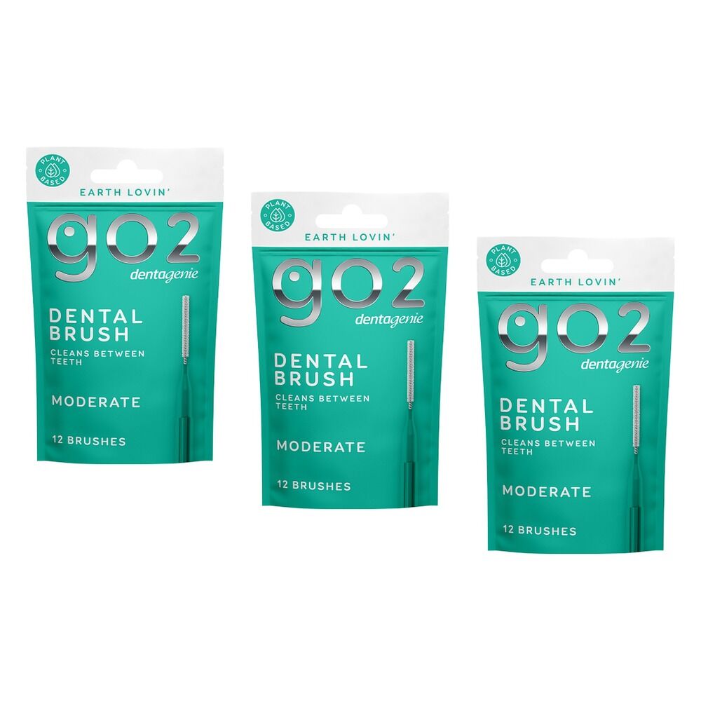 Dentagenie Interdental Brush Teal Moderate 12 Pack Bundle of 3