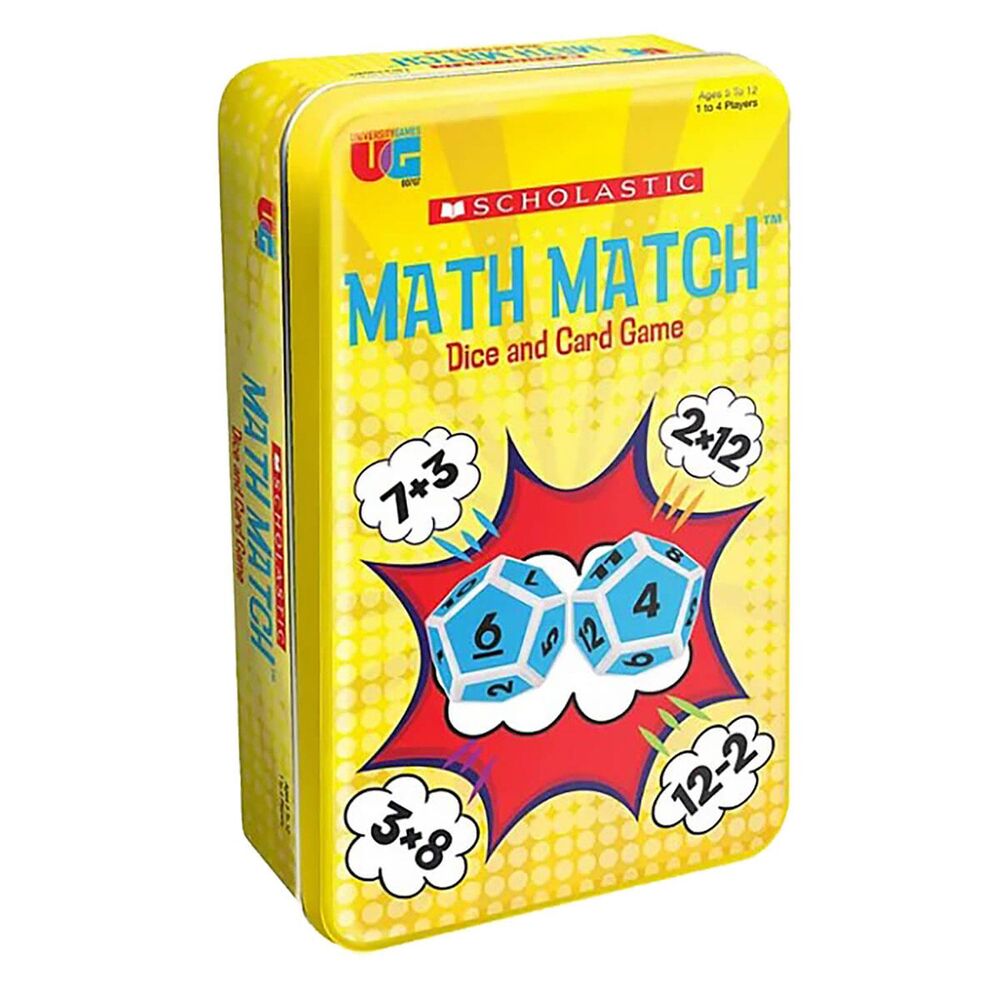 University Games Math Match Dice and Card Game Tin
