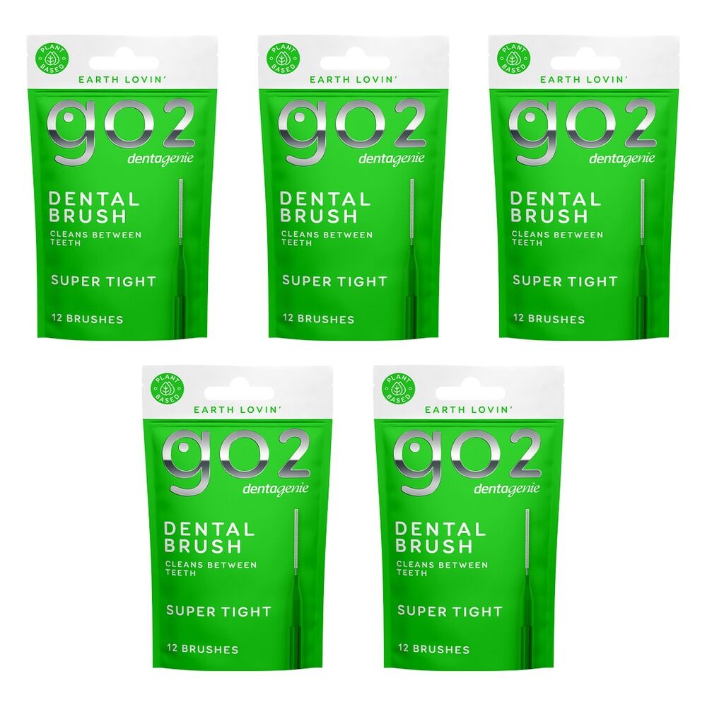 Dentagenie Interdental Brush Green Super Tight 12 Pack Bundle of 5