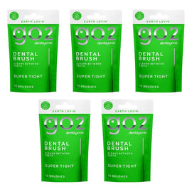 Dentagenie Interdental Brush Green Super Tight 12 Pack Bundle of 5