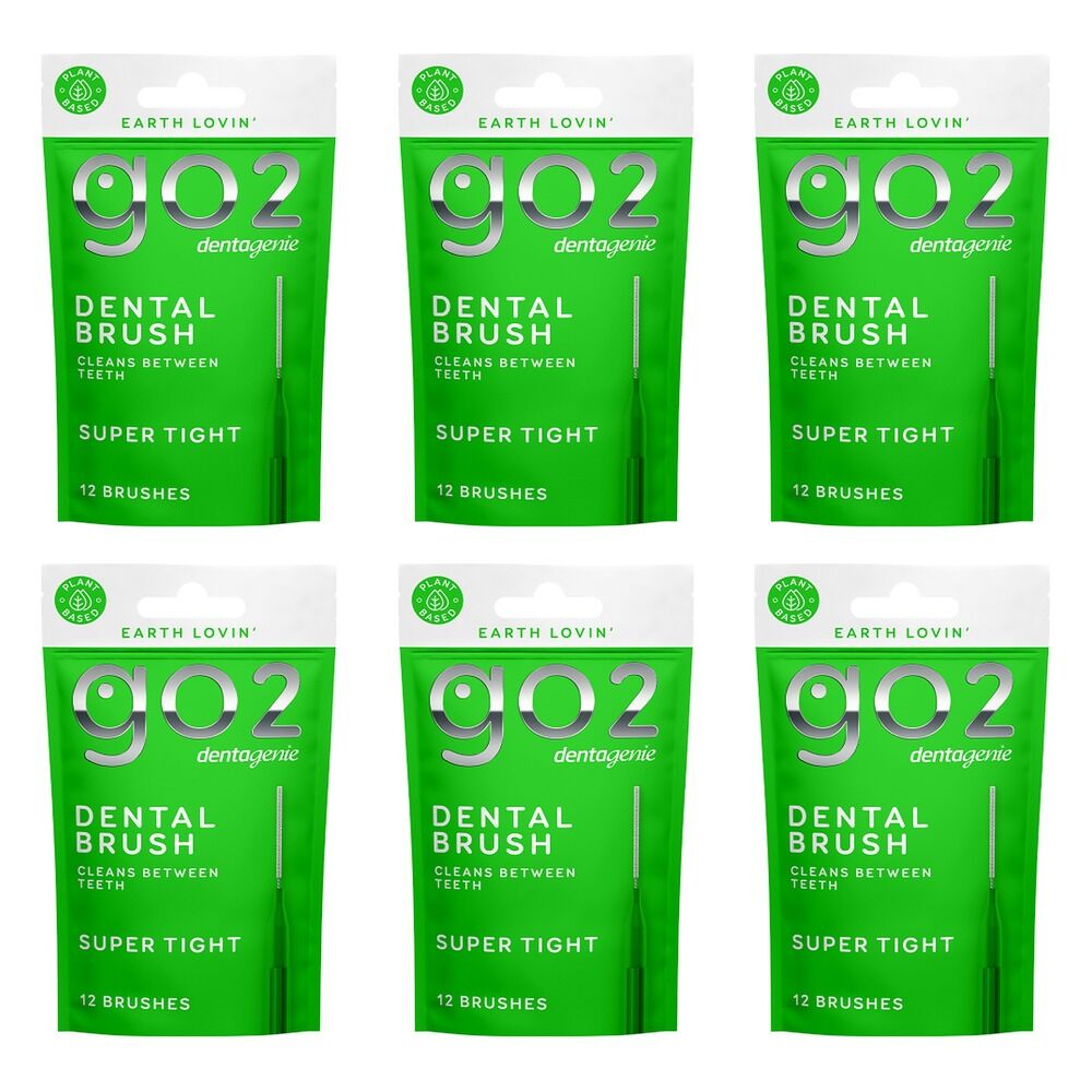 Dentagenie Interdental Brush Green Super Tight 12 Pack Bundle of 6
