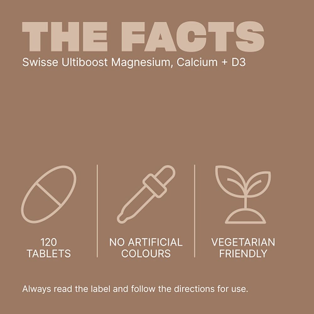 Swisse Ultiboost Magnesium, Calcium + D3 120 Tablets