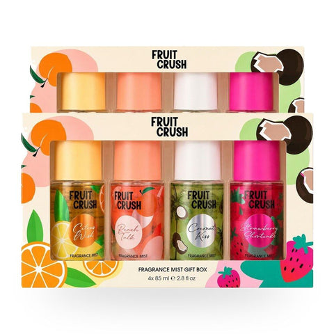 Fruit Crush Fragrance Mist Gift Set 4 Pack 85ml Fruity Body Sprays Bundle of 2