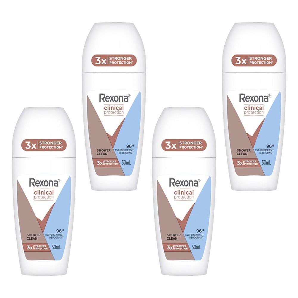 Rexona Clinical Protection 96H Antiperspirant Deodorant Shower Clean Pack of 4
