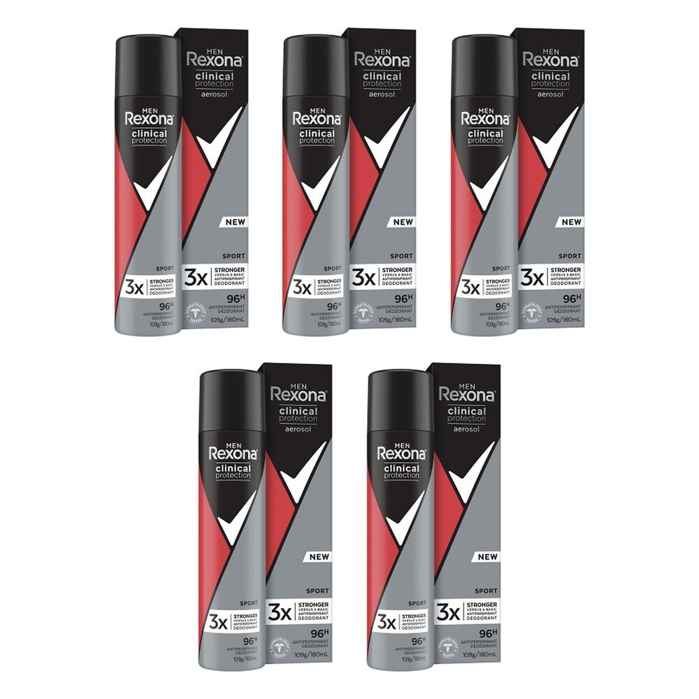 Rexona Men Clinical Protection 96H Antiperspirant Sport 180mL Pack of 5
