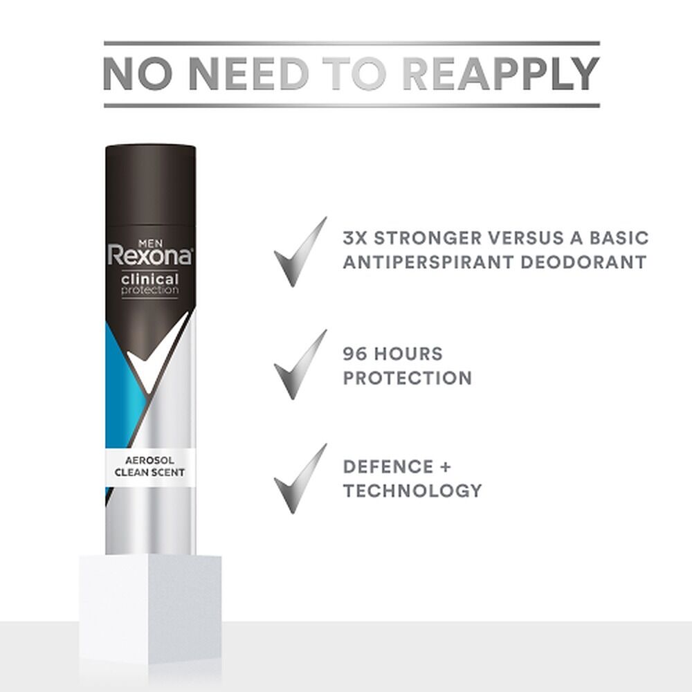 Rexona Men Clinical Protection 96H Antiperspirant Clean Scent 180mL