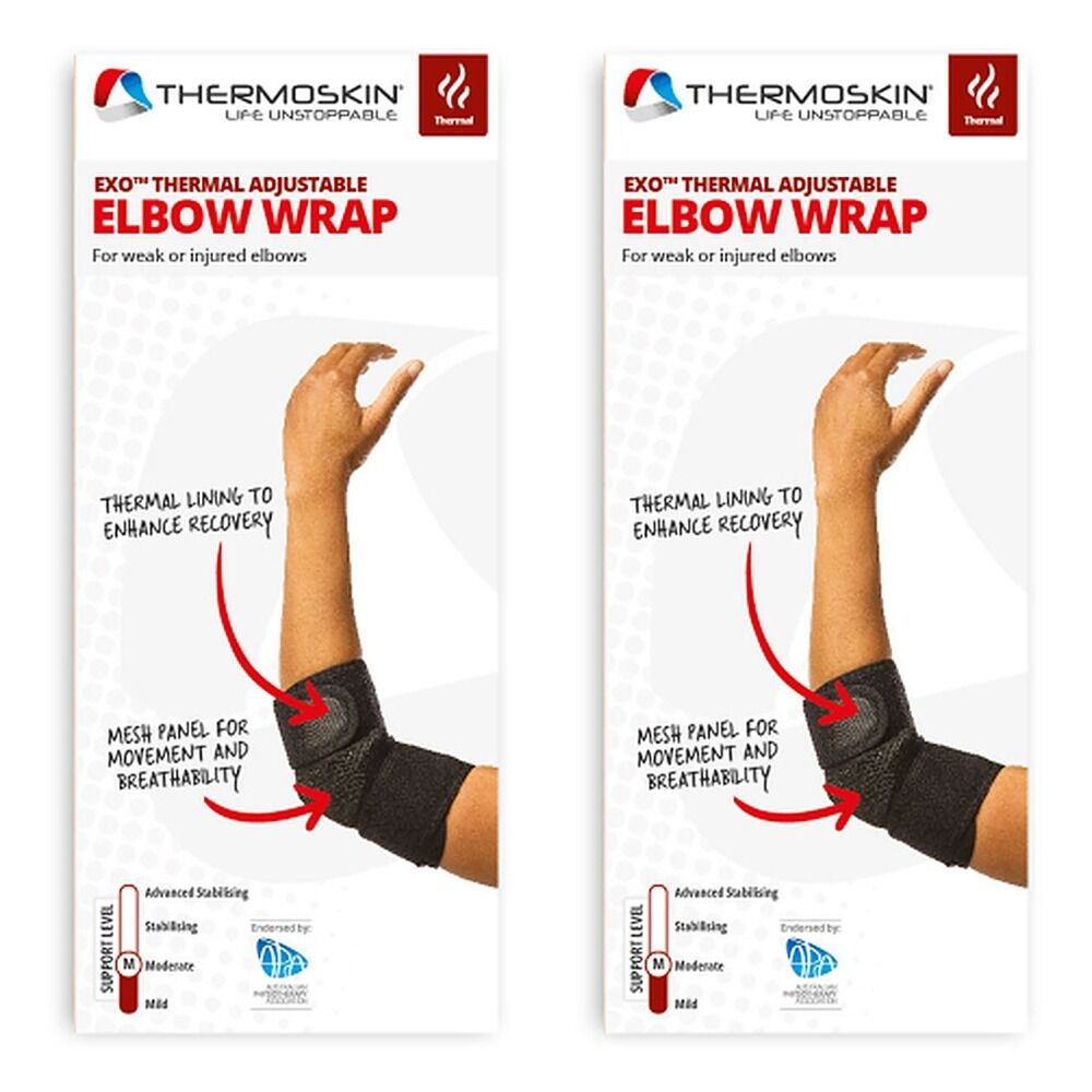 Thermoskin Adjustable Elbow Wrap Black Pack of 2