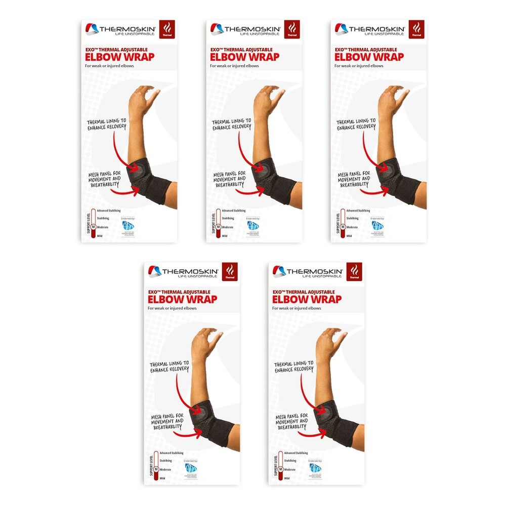 Thermoskin Adjustable Elbow Wrap Black Pack of 5