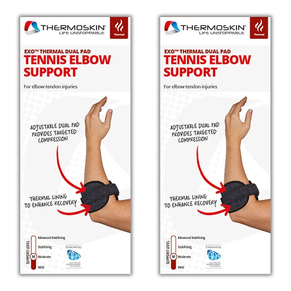 Thermoskin Dual Pad Tennis Elbow Support Black Pack of 2