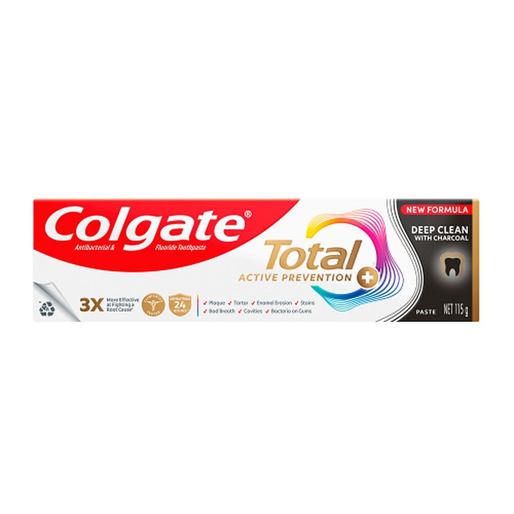 Colgate Total Active Prevention+ Deep Clean with Charcoal Toothpaste 115g