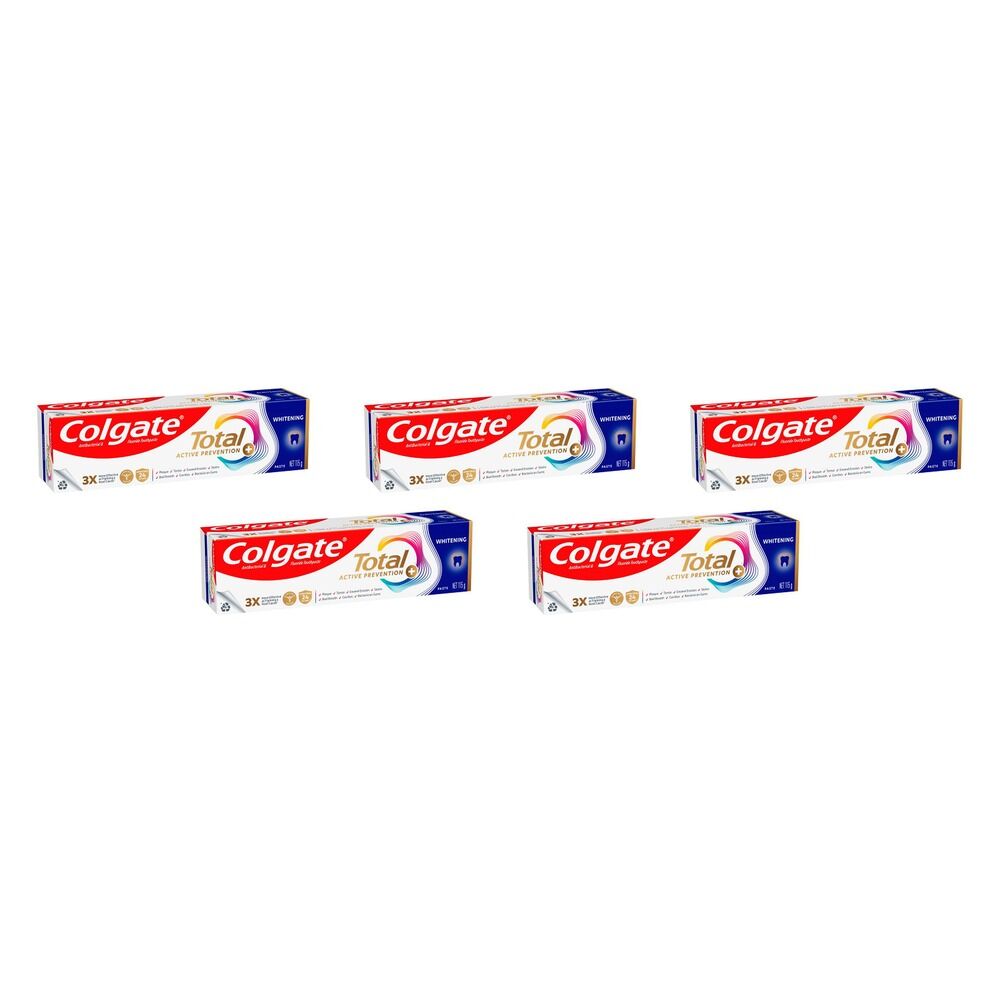 Colgate Total Active Prevention+ Whitening Toothpaste 115g Pack of 5