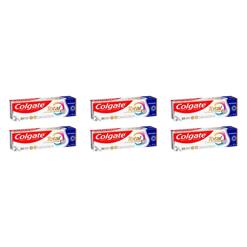Colgate Total Active Prevention+ Whitening Toothpaste 115g Pack of 6