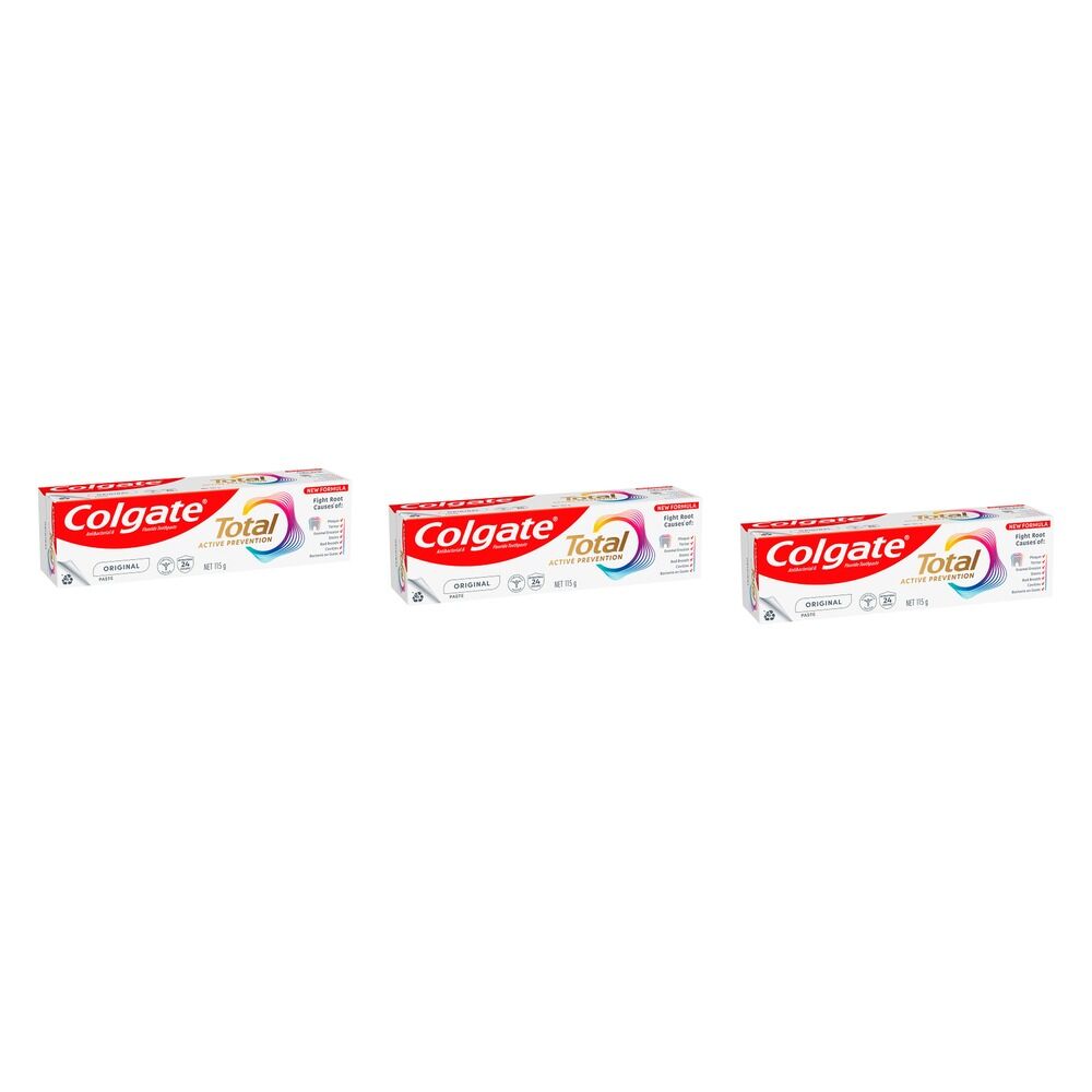 Colgate Total Active Prevention+ Original Toothpaste 115g Pack of 3