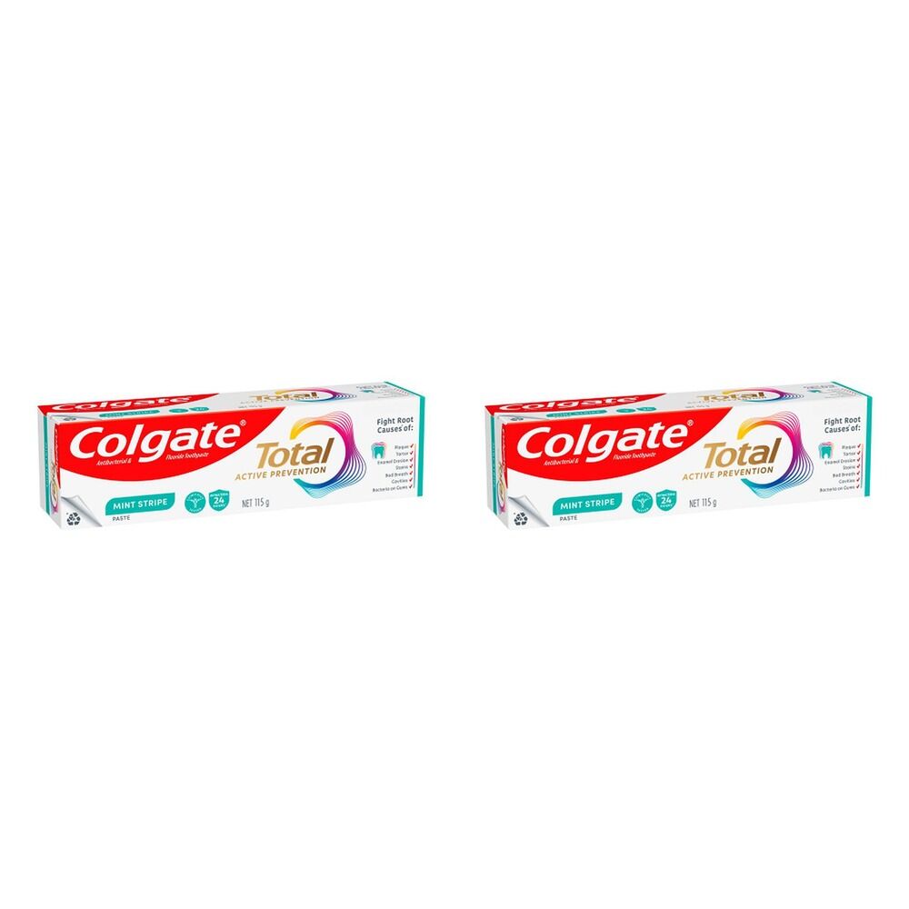 Colgate Total Active Prevention Mint Stripe Toothpaste 115g Pack of 2
