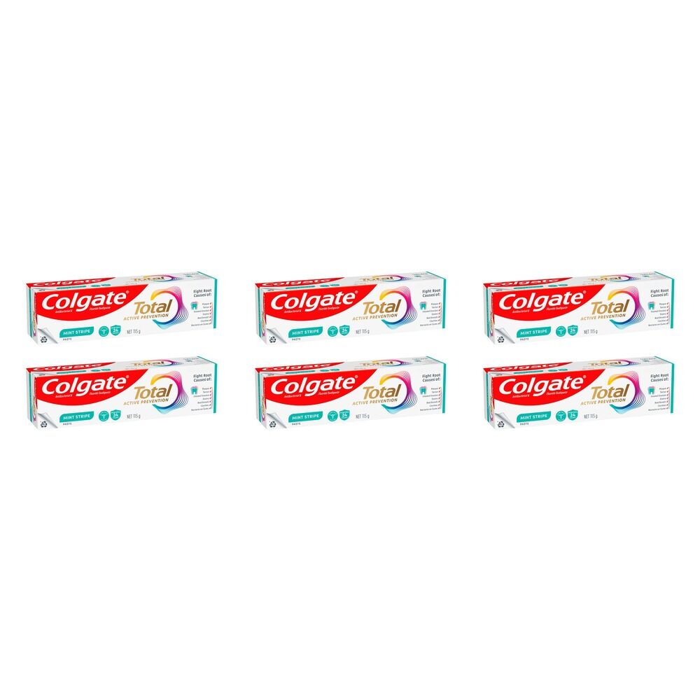 Colgate Total Active Prevention Mint Stripe Toothpaste 115g Pack of 6