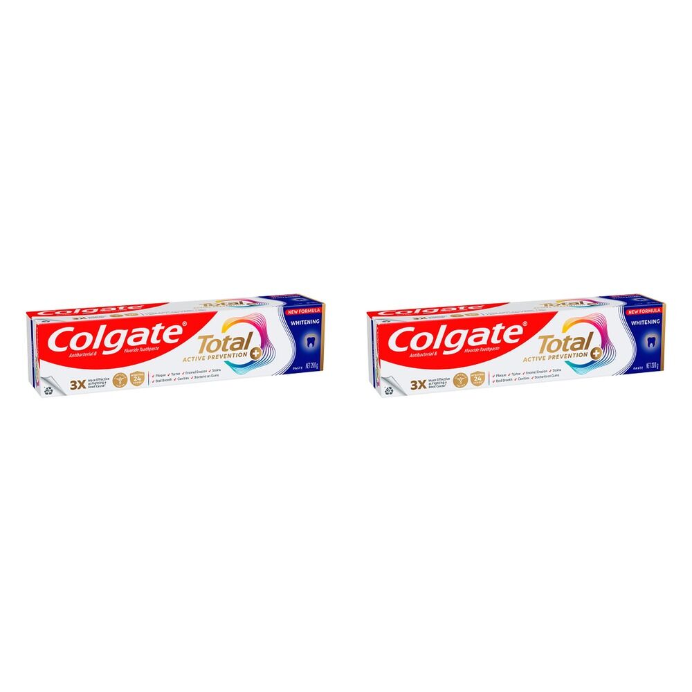 Colgate Total Active Prevention+ Whitening Toothpaste 200g Pack of 2