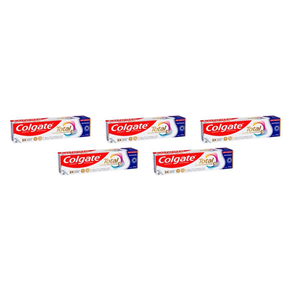 Colgate Total Active Prevention+ Whitening Toothpaste 200g Pack of 5