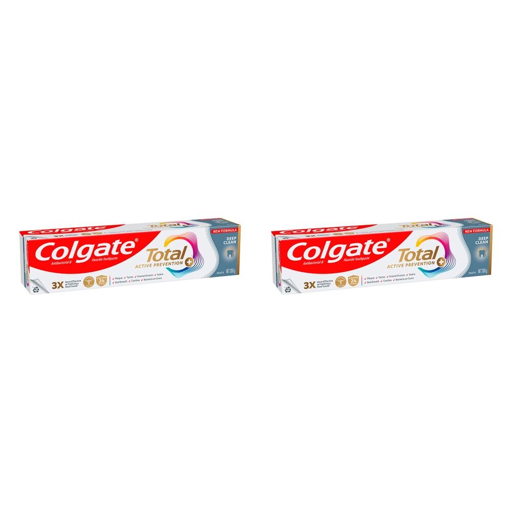 Colgate Total Active Prevention+ Deep Clean Toothpaste 200g Pack of 2