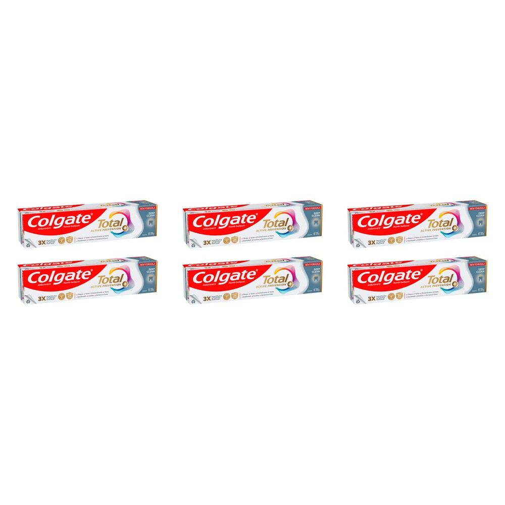 Colgate Total Active Prevention+ Deep Clean Toothpaste 200g Pack of 6