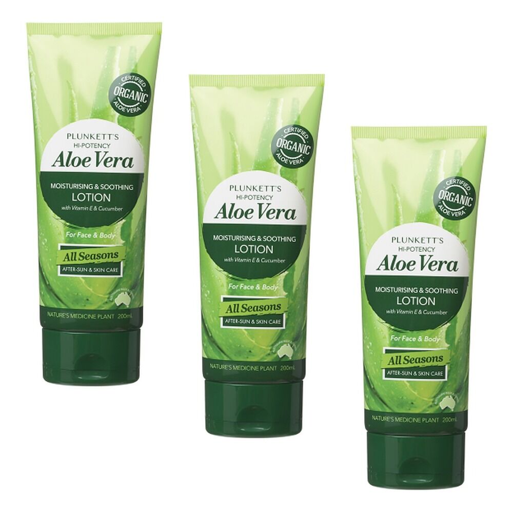 Plunketts 90% Pure Aloe Vera Moisturiser 200mL Pack of 3
