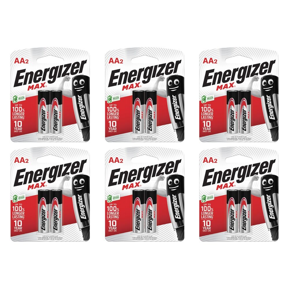 Energizer Max AA Alkaline Batteries 2 Pack Bundle of 6