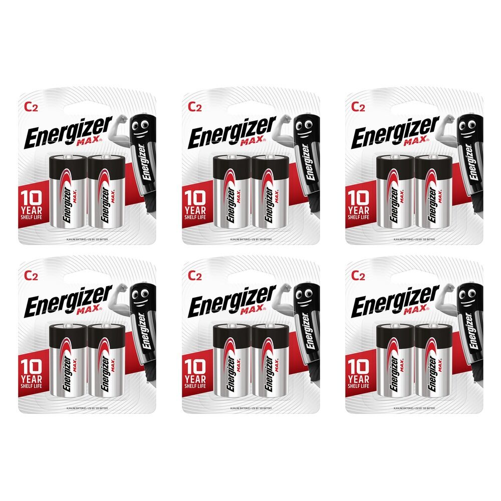Energizer Max C Alkaline Batteries 2 Pack Bundle of 6