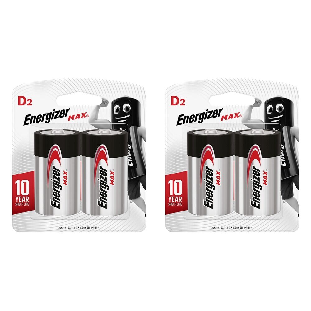 Energizer Max D Alkaline Batteries 2 Pack Bundle of 2