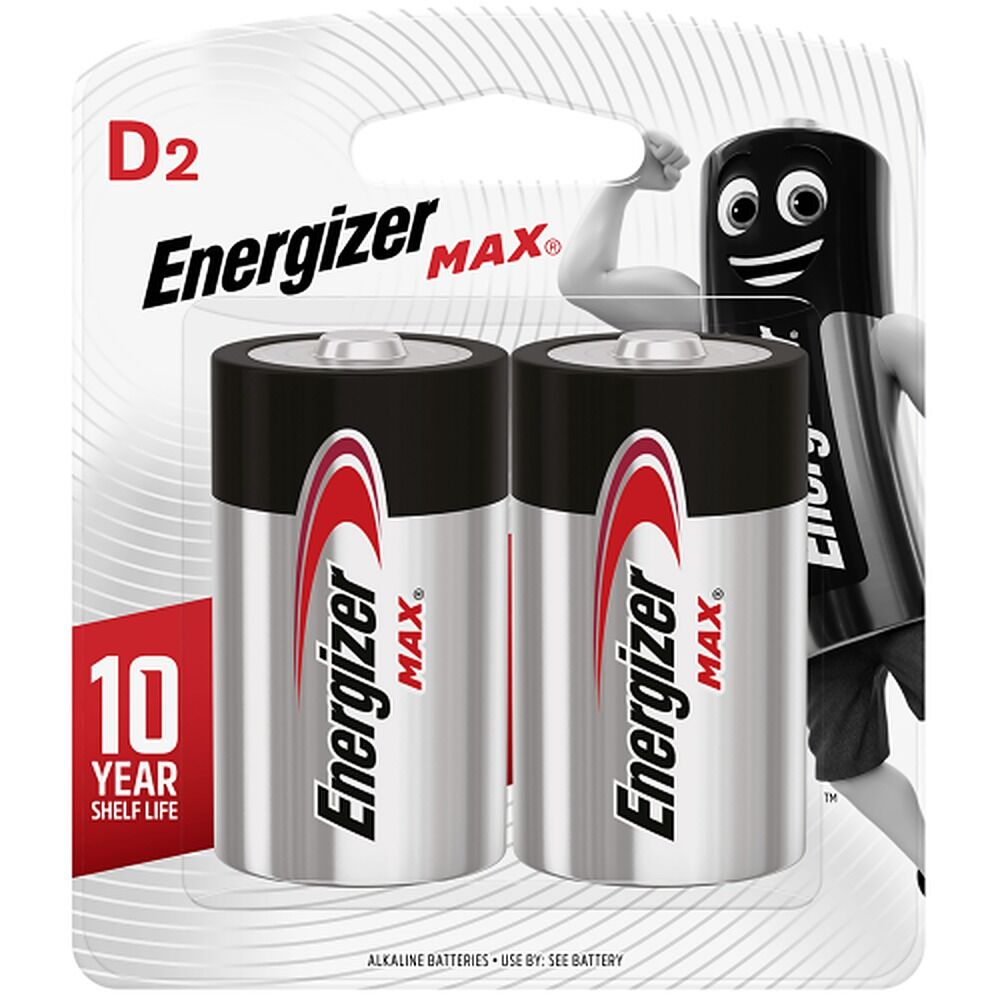 Energizer Max D Alkaline Batteries 2 Pack