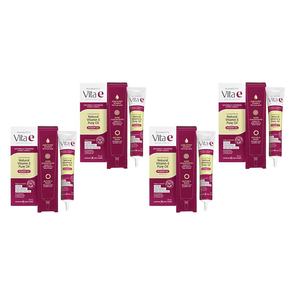 Plunketts Vita E Pure Vitamin E Oil Super Concentrated 25mL Pack of 4