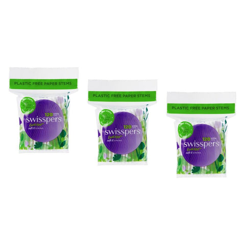 Swisspers Cotton Tips Paper Stems 120 Pack x 12 Bundle of 3
