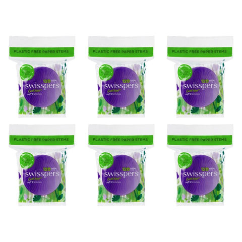 Swisspers Cotton Tips Paper Stems 120 Pack x 12 Bundle of 6