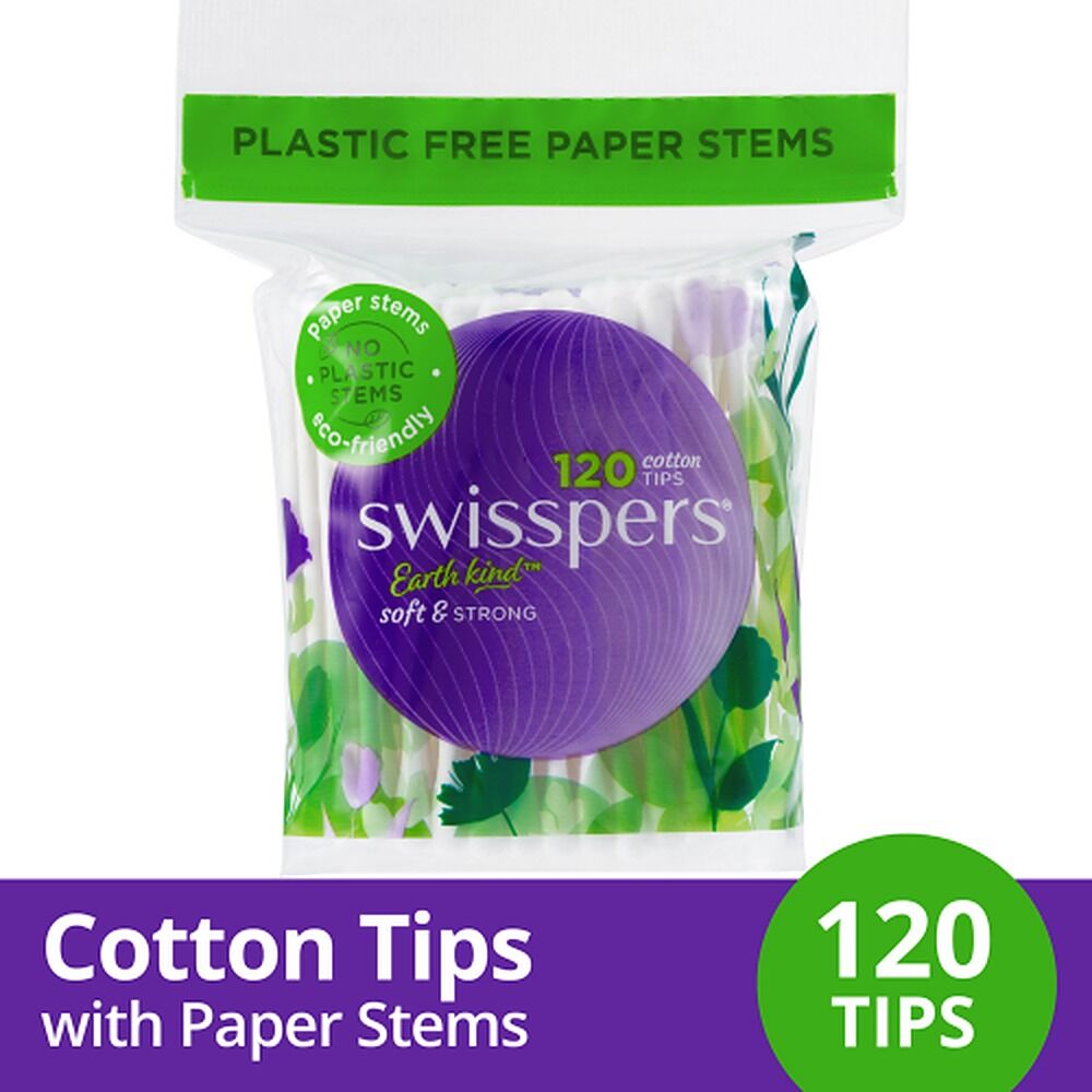 Swisspers Cotton Tips Paper Stems 120 Pack x 12