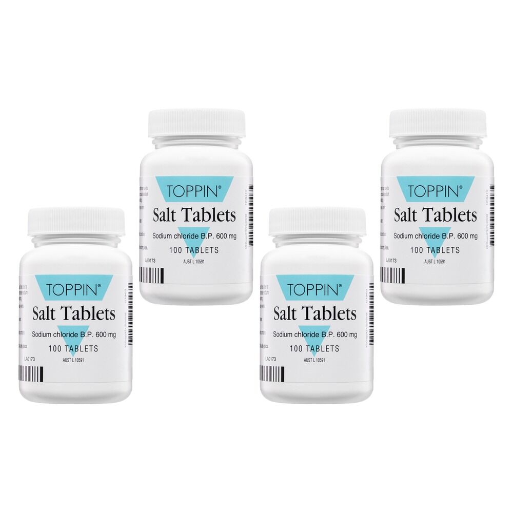 Toppin Salt Tablets 600mg 100 Tablets Pack of 4