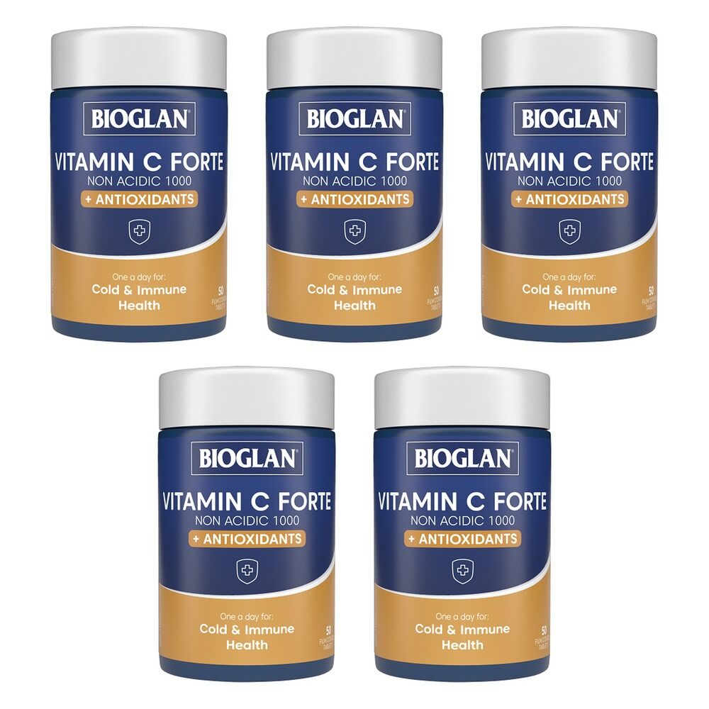 Bioglan Vitamin C Forte Non Acidic 1000mg 50 Tablets Pack of 5