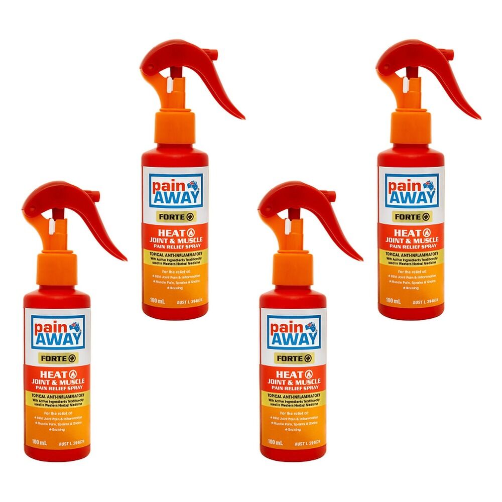 Pain Away Forte+ Heat Joint & Muscle Pain Relief Spray 100mL Pack of 4