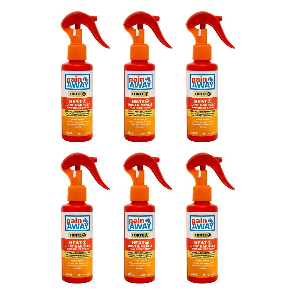 Pain Away Forte+ Heat Joint & Muscle Pain Relief Spray 100mL Pack of 6