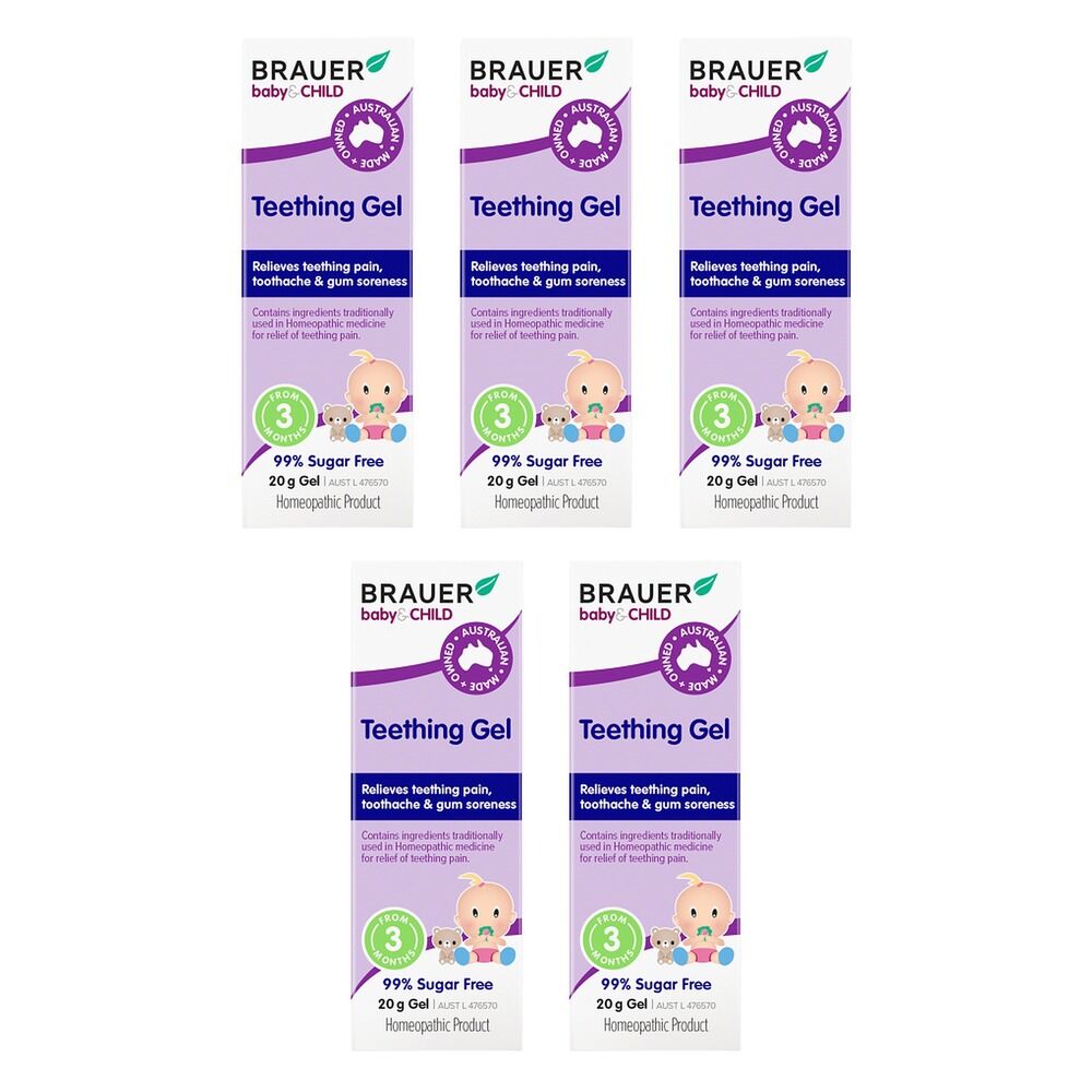 Brauer Baby & Child Teething Gel 20g Pack of 5