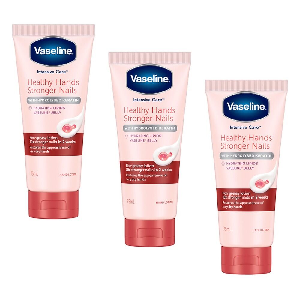 Vaseline Intensive Care Hand Cream Healthy Hands Stronger Nails 75mL Pack of 3