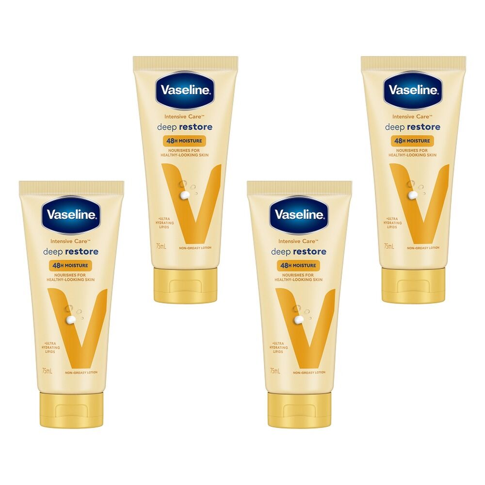 Vaseline Intensive Care Deep Restore Body Lotion 75mL Pack of 4