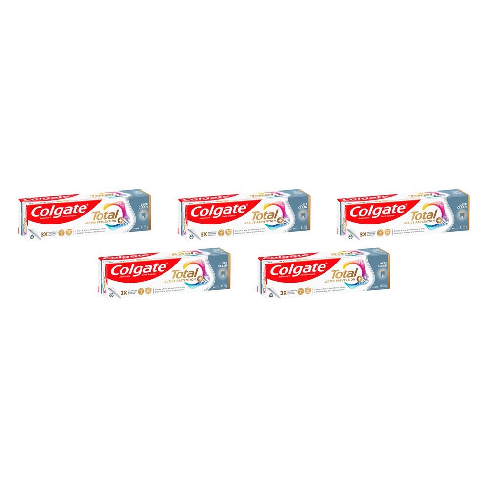 Colgate Total Active Prevention+ Deep Clean Toothpaste 115g Pack of 5